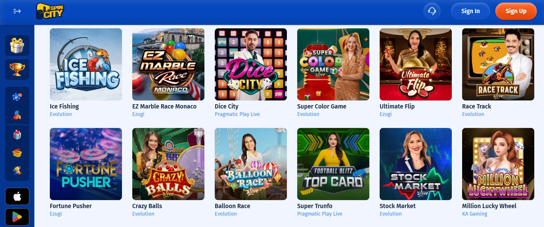 Spin City strona z grami online