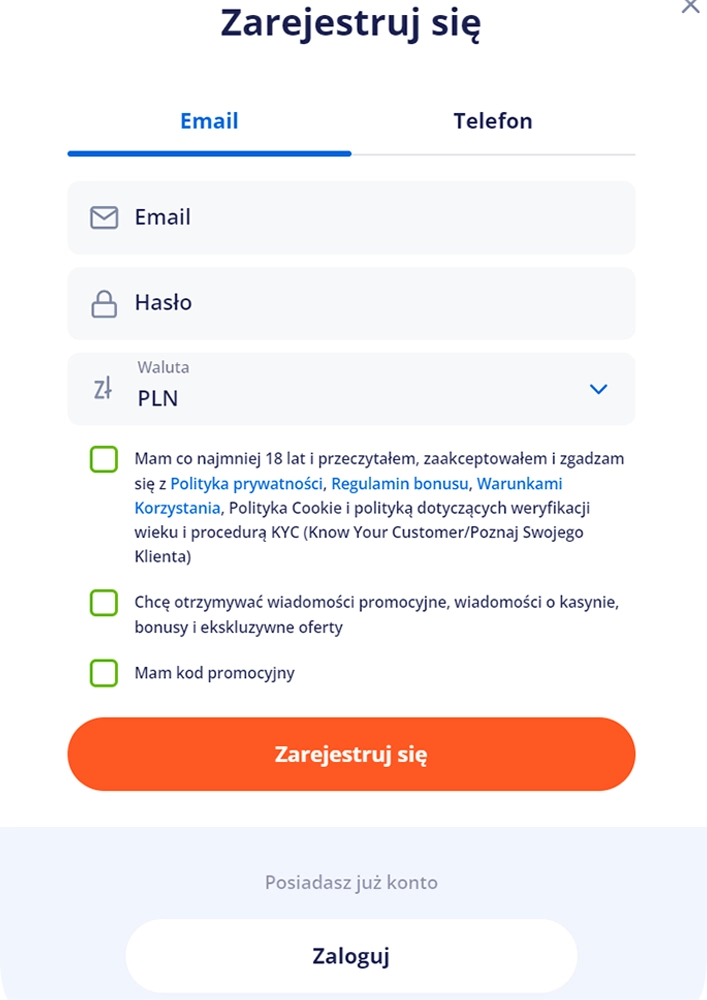 V.Vegas bonus za potwierdzenie e-mail
